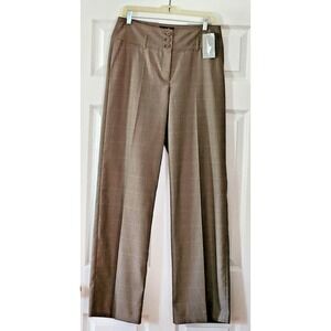 Vanilla Women's Brown Plaid Twill Dress Pants Button Fly Pockets  Size 38